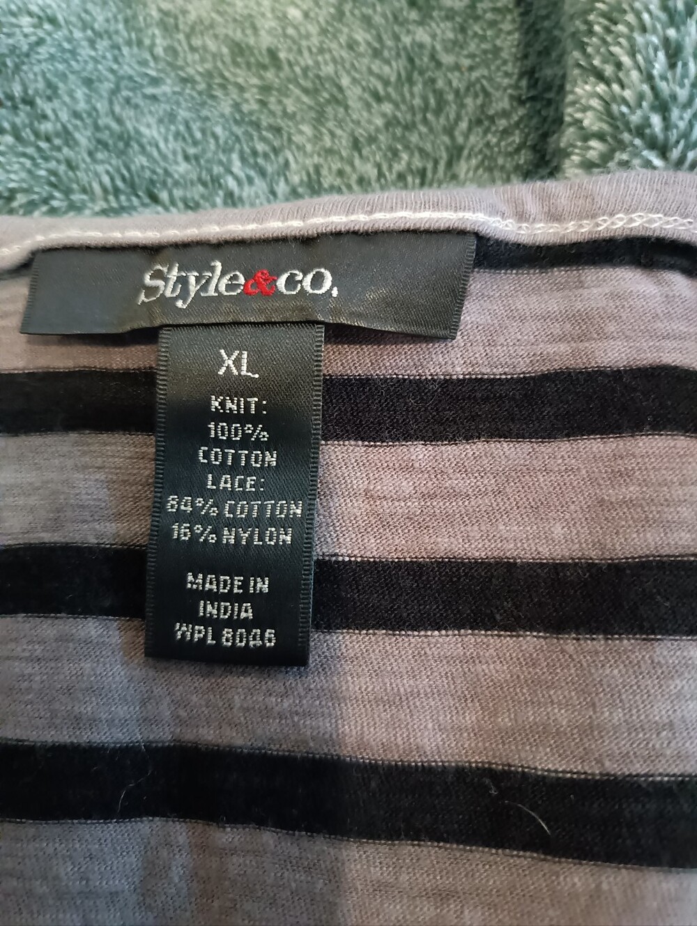 Style & Co. Striped Knit Tee in Black and Gray